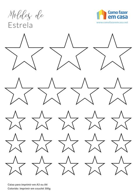 Molde de Estrela para Imprimir: 15 Modelos para .